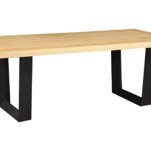 Eettafel ZEUS 210 cm, natuurlijke eikenhoutlook met zwart metalen frame - 46558