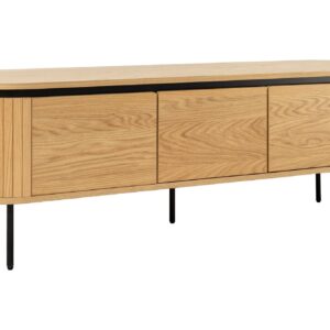 TV-bord ATELIER 160 cm naturel eikenhoutlook met zwarte poten - 47450