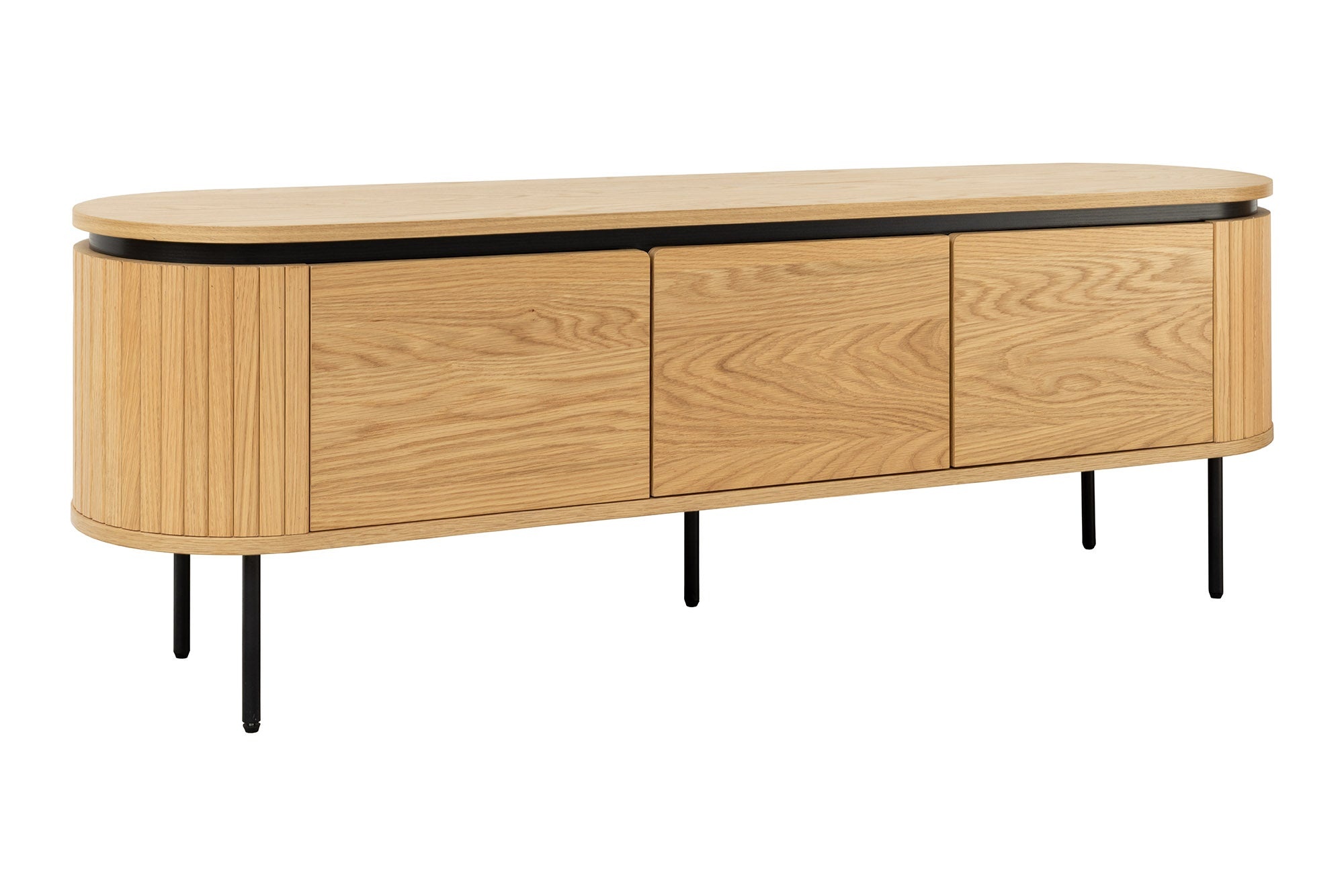 TV-bord ATELIER 160 cm naturel eikenhoutlook met zwarte poten - 47450