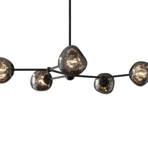 Hanglamp LIQUID DIAMOND met 5 glazen lampenkappen in rooklook - 46021