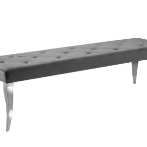 Moderne barokbank 170 cm, roestvrijstalen poten, zilverkleurig fluweelgrijs - 47496