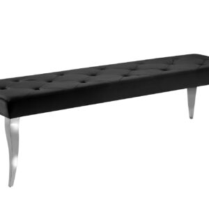 Moderne barokbank 170 cm, roestvrijstalen poten, zilverkleurig fluweel, zwart - 47495