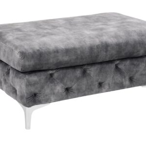 Kruk MODERN BAROCK 90 cm, fluweel donkergrijs, in Chesterfield-stijl - 45980