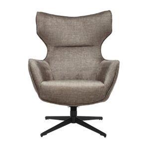 Fauteuil VOGUE 360° draaibaar, taupekleurig fluweel met zwart metalen frame - 46701