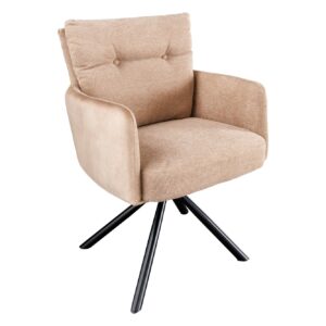 Draaistoel BIG GEORGE met armleuningen, plat geweven fluwelen stof, champagnebeige, draaibaar. - 43850